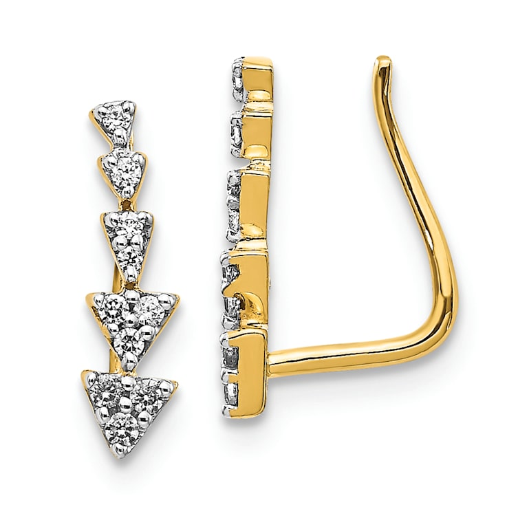 14K Yellow Gold Lab Grown Diamond Ear Climber Earrings