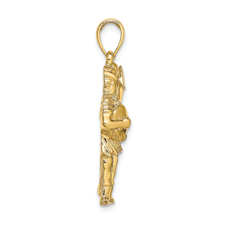 14k Yellow Gold 3D Textured Large Gemini Zodiac pendant