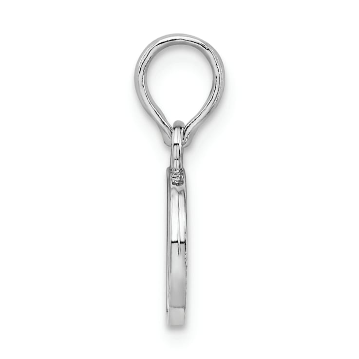 Sterling Silver Polished Block Initial -D- Pendant