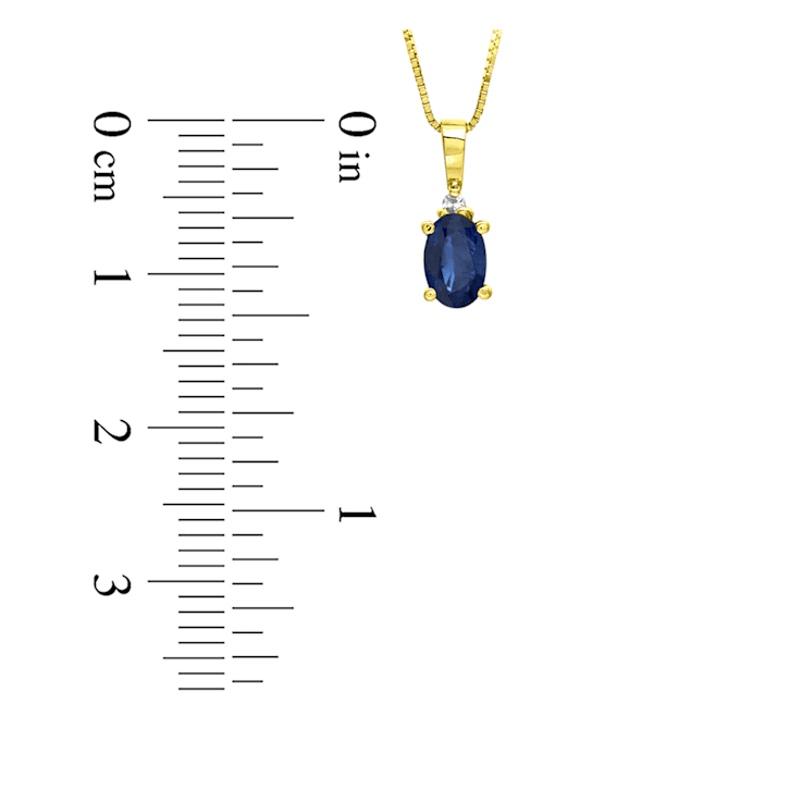 0.40ctw Oval Blue Sapphire and Round White Diamond Accent Pendant 14k
Yellow Gold