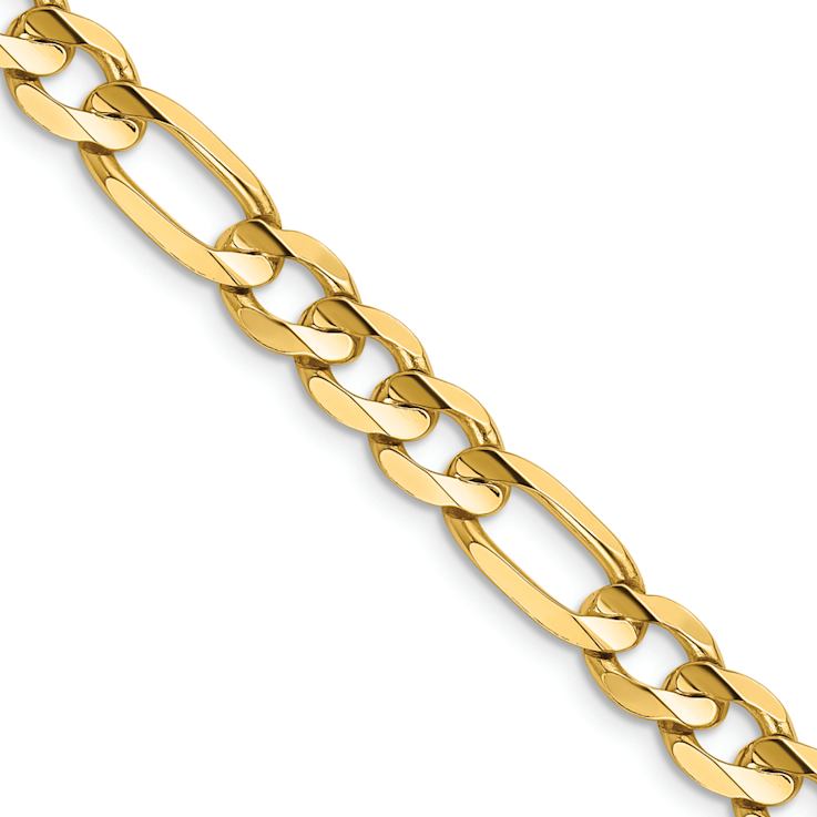 14k Yellow Gold 6.75mm Solid Concave Open Figaro 20 Inch Chain