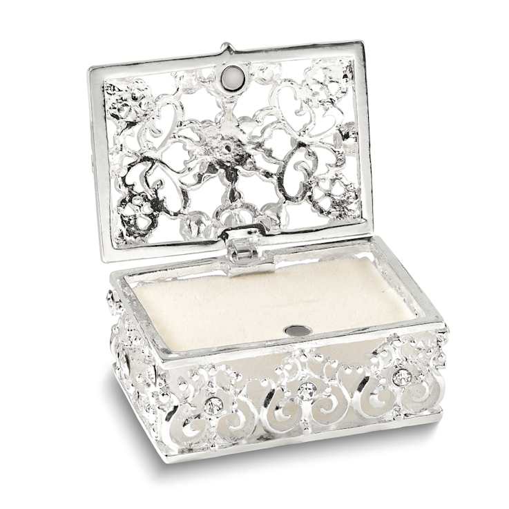 ALLURING Rectangle Silver-tone Heart Trinket Box