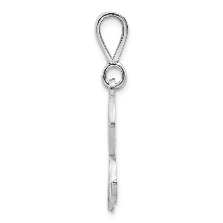 Rhodium Over 14k White Gold Solid Polished Script Filigree Textured
Letter R Initial Pendant