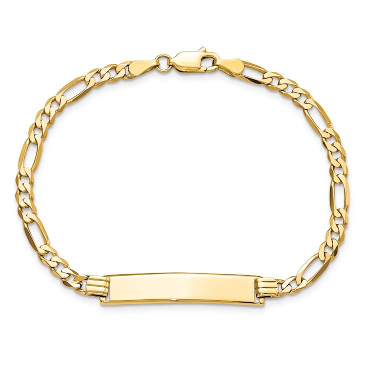 10k Yellow Gold Figaro Link ID Bracelet