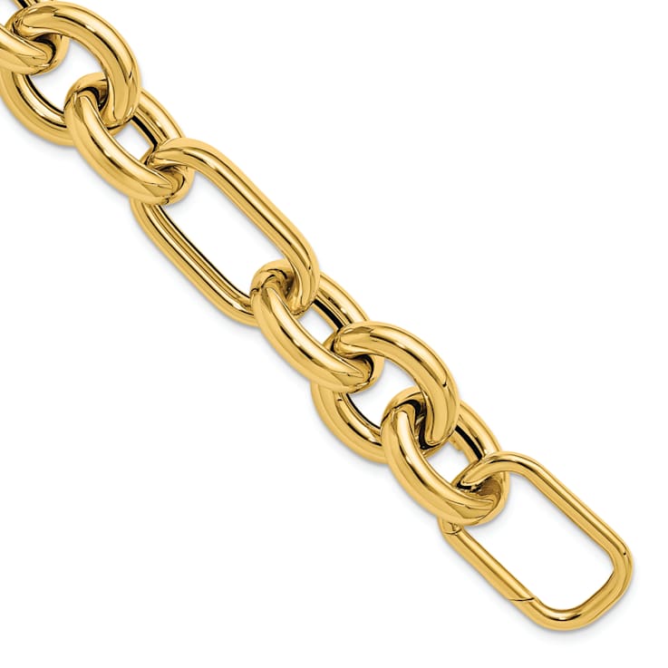 14K Yellow Gold Round and Oval Open Link 8.25 Inch Bracelet