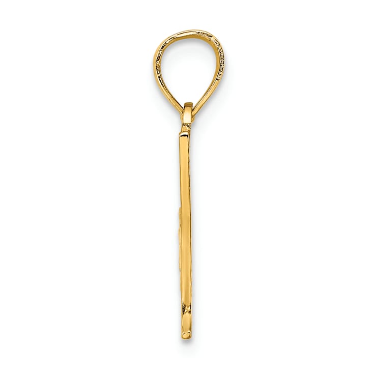 14k Yellow Gold Textured #1 pendant