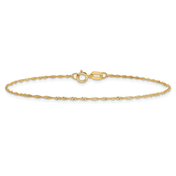 14k Yellow Gold 1mm Singapore Link Bracelet