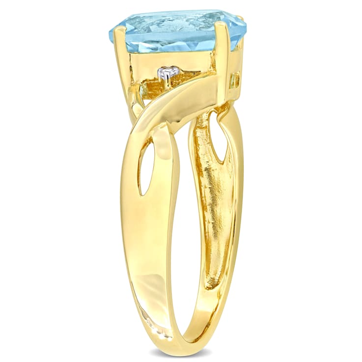 Sky Blue Topaz and Diamond 10K Yellow Gold Ring 3.81ctw