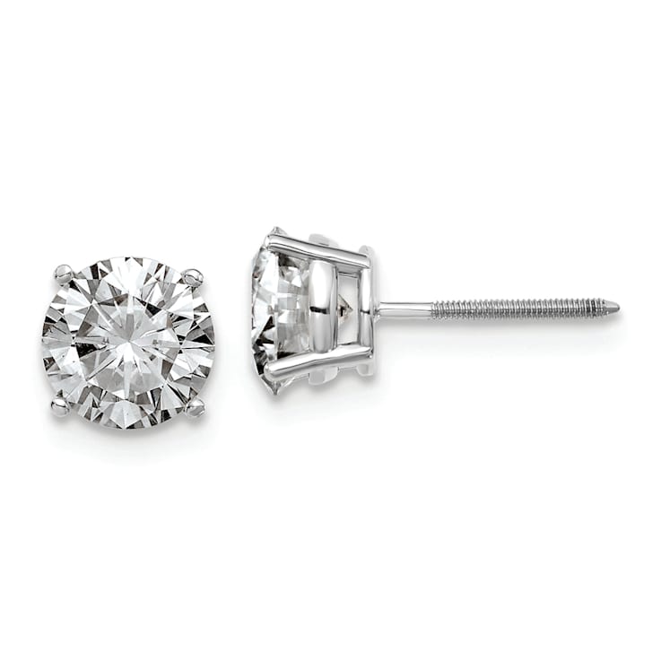 Rhodium Over 14K White Gold 2ct. 6.5mm Round G H I True Light Moissanite
Screwback Earrings