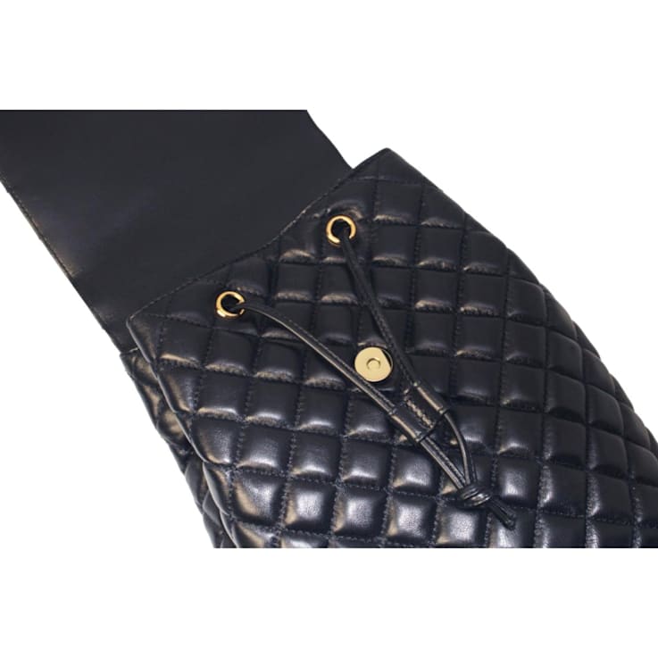Versace Black Leather Medusa Quilted Flap Backpack - 1DNKFA