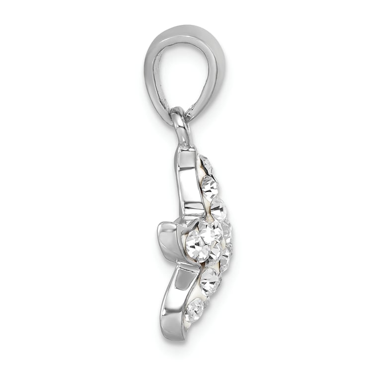 Rhodium Over Sterling Silver Polished White Crystal Starfish Pendant