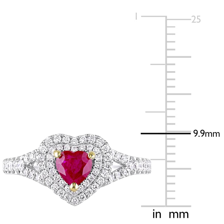 Ruby and Diamond 14K White and Yellow Gold Ring 1.01ctw