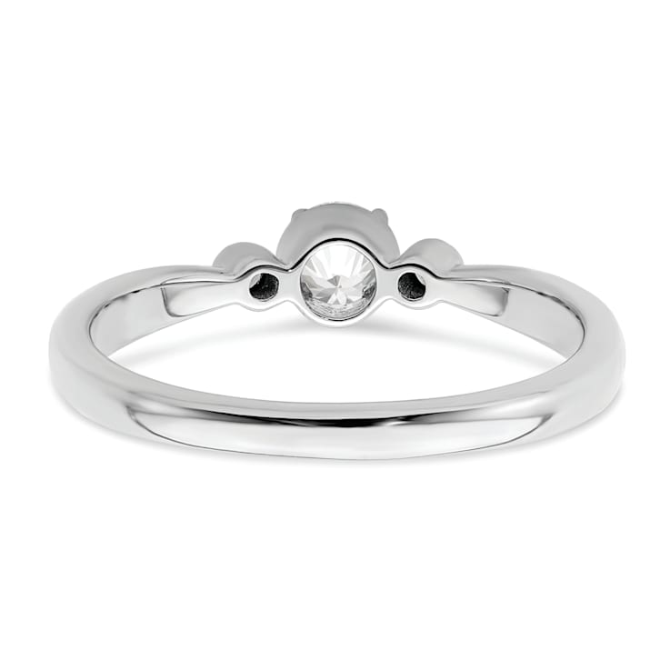 Rhodium Over 14K White Gold Petite Beaded Edge Round Diamond Ring 0.24ctw