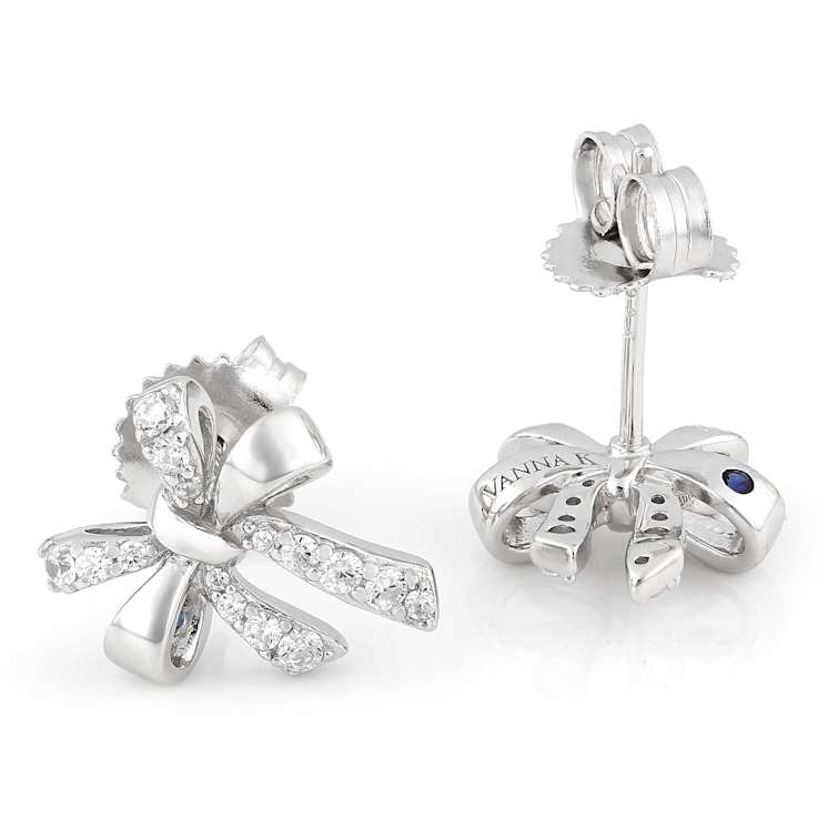 CZ Bow Stud Earrings In Platinum-Enhanced Sterling Silver 0.46ctw