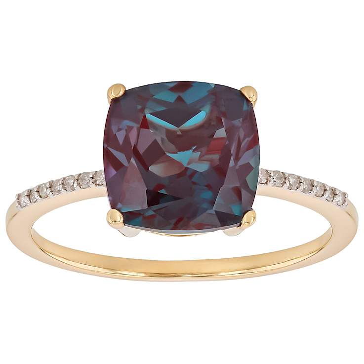 Lab-Created Blue Alexandrite Solitaire Ring In 10K Gold