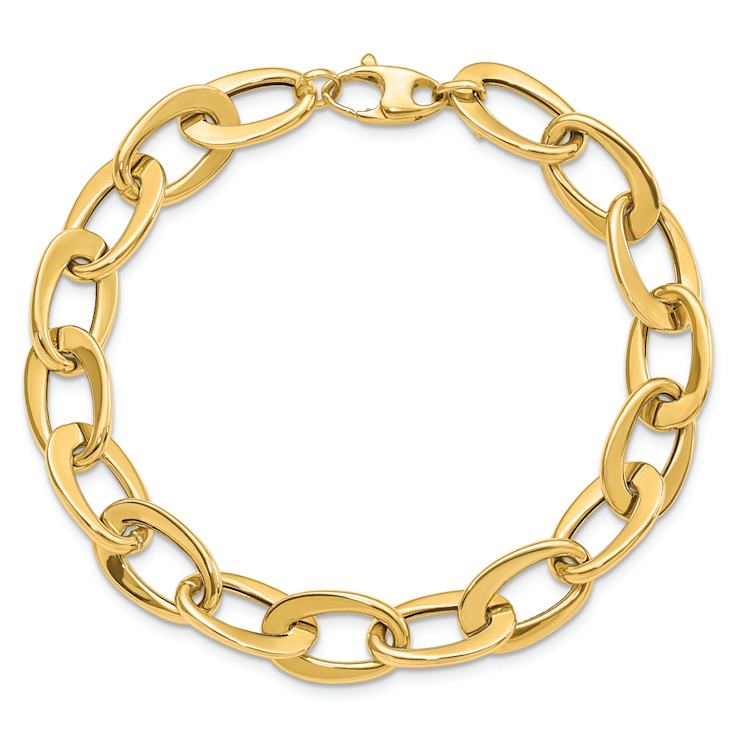 14k Yellow Gold 9.7mm Polished Fancy Link Bracelet