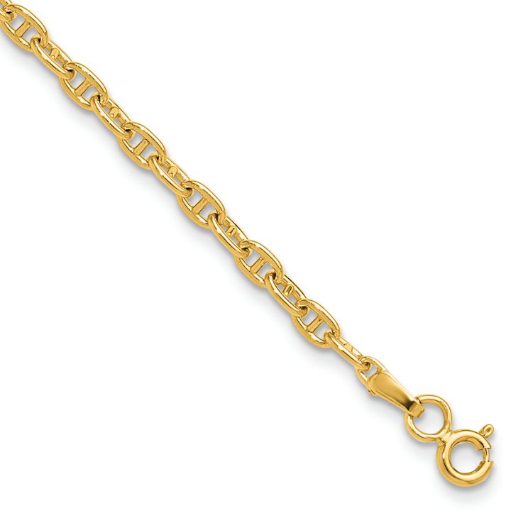 14k Yellow Gold 3mm Mariners Link Bracelet