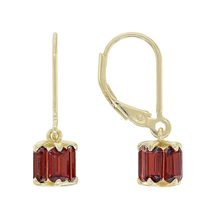 Garnet Geometric Dangle Earrings In 18K Gold Over Sterling Silver 3.40ctw