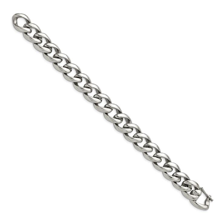 Stainless Steel 14mm Polished Curb Link Bracelet