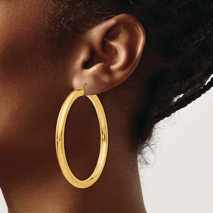 14k Yellow Gold 2 3/8" Polished Hoop Earrings