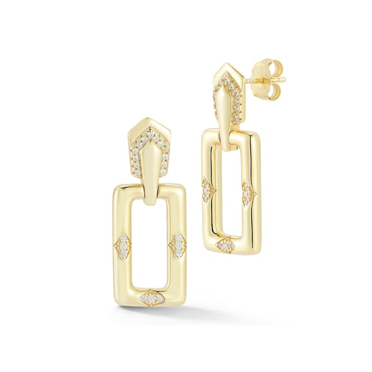 Sterling Statements 14K Yellow Gold Over Sterling Silver Cubic Zirconia
Rectangular Dangle Earrings