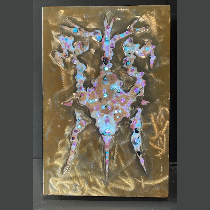 'Spike Beetle' - gemstone art with tourmaline, sodalite and quartz