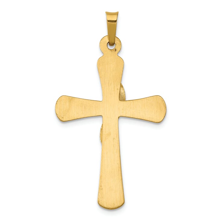 14K Yellow and White Gold Hollow Cross with Drape Pendant