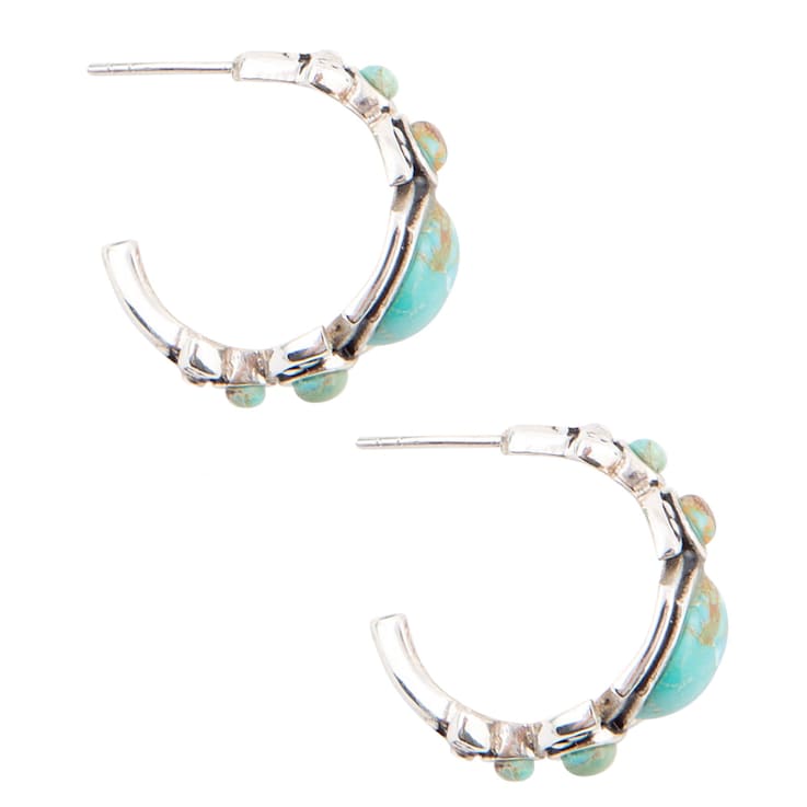Barse Jewelry 12x10mm, 4mm & 3mm Blue Turquoise Sterling Silver
Emile Hoop Earrings