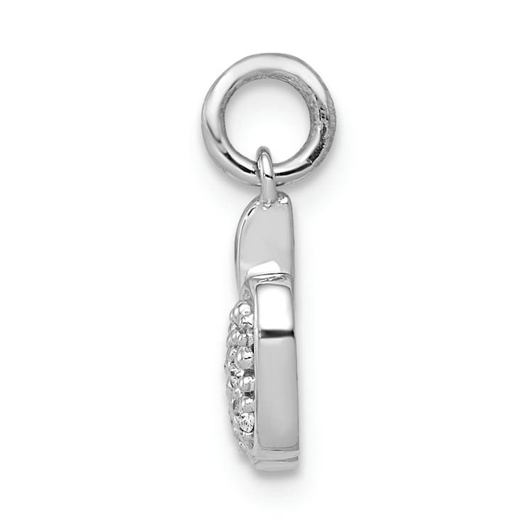 Rhodium Over 14k White Gold Diamond Apple Charm
