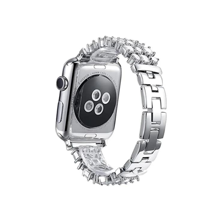 White Crystal Detail White Stainless Steel Apple Watch Band (42/44mm).
Watch Not Included.