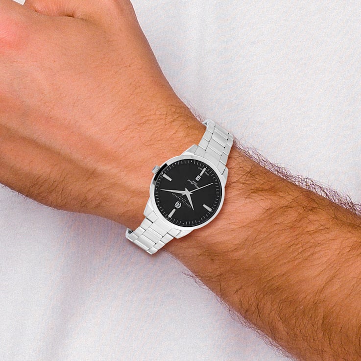 Mens Charles Hubert Stainless Steel Black Dial Watch