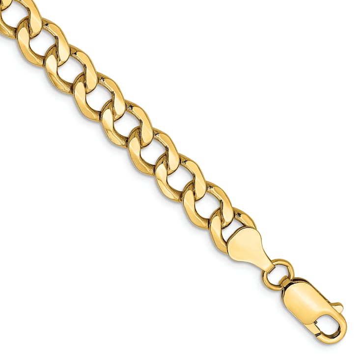 14k Yellow Gold 7mm Curb Link Bracelet, 7 Inches