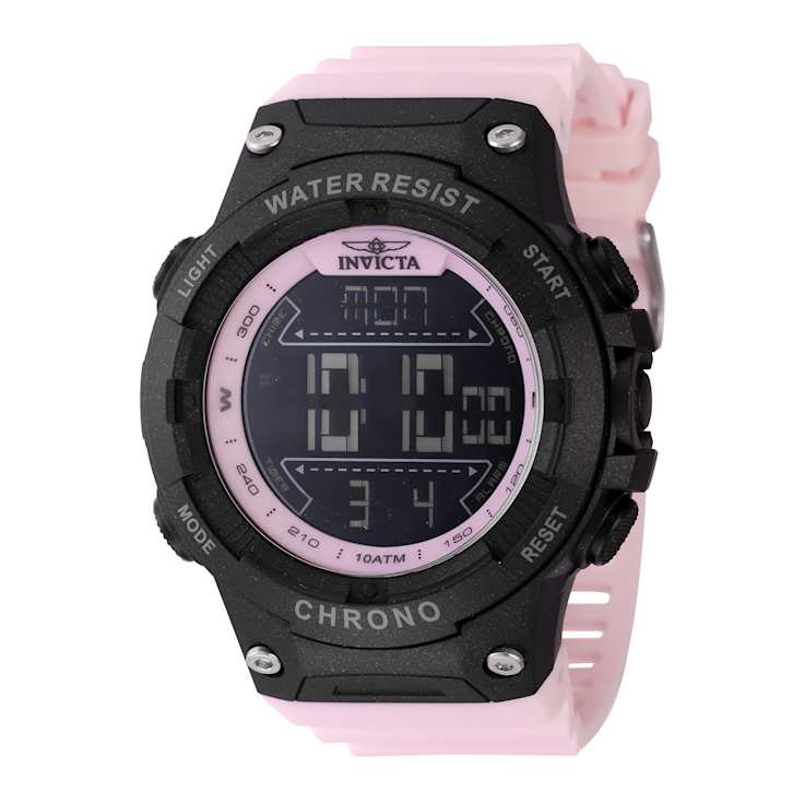 Invicta Invicta Racing 52mm Black Dial Pink Polyurethane Digital Watch