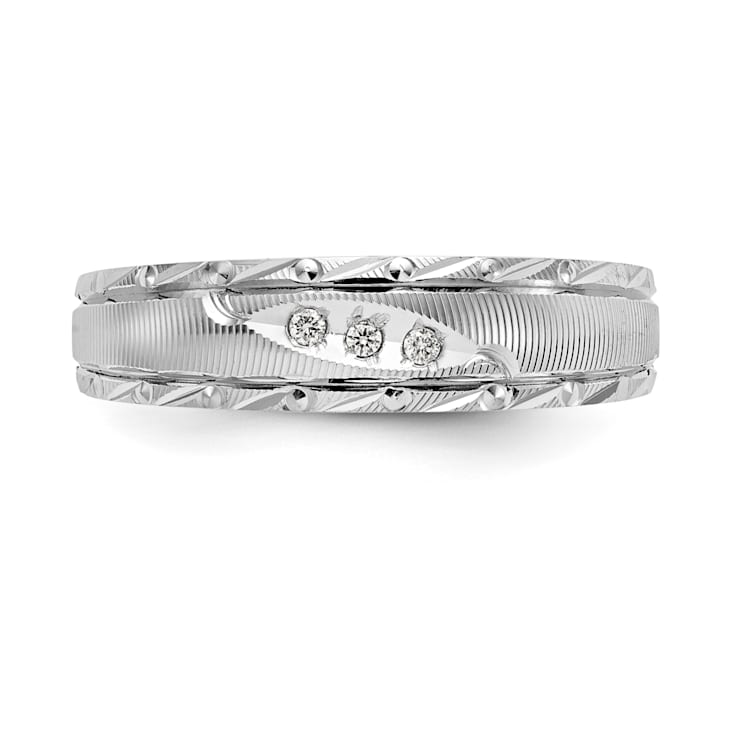 Rhodium Over 14K White Gold AA Quality Trio Mens Wedding Band