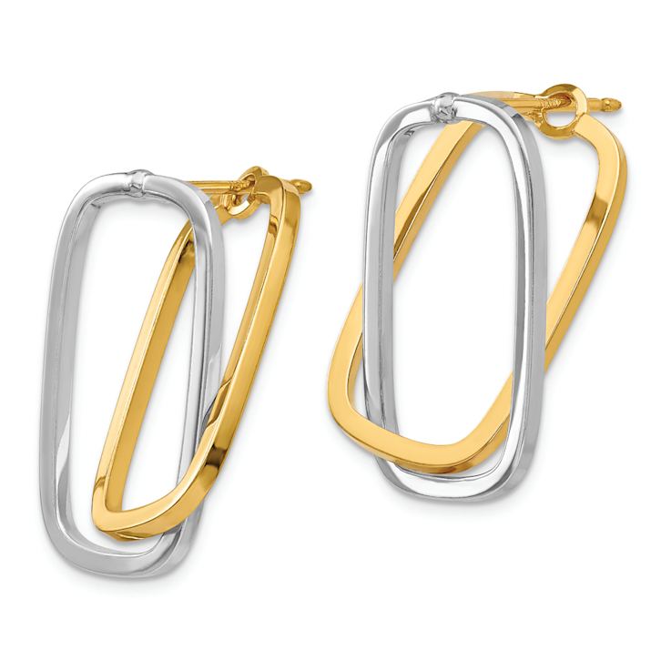 14k Two-tone Fancy Versatile Rectangle Earrings