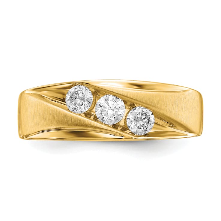 14K Yellow Gold Lab Grown Diamond SI1/SI2, G H I, Men's 3-stone Band