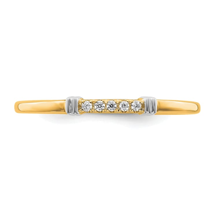 14K Yellow and White Gold Two Tone Stackable Expressions Diamond Ring 0.04ctw
