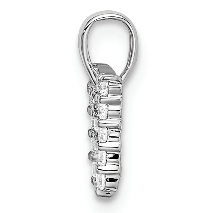 Rhodium Over 14K White Gold Lab Grown Diamond Letter M Initial Pendant