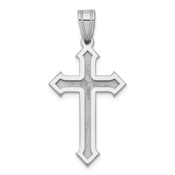 Rhodium Over 14k White Gold Satin Passion Cross Pendant