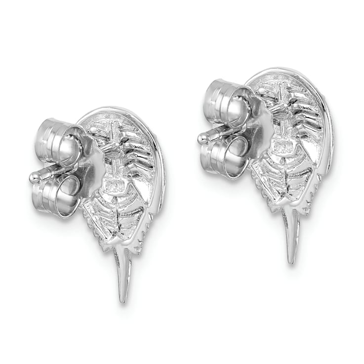 Rhodium Over Sterling Silver Polished Horseshoe Crab Post Earrings
