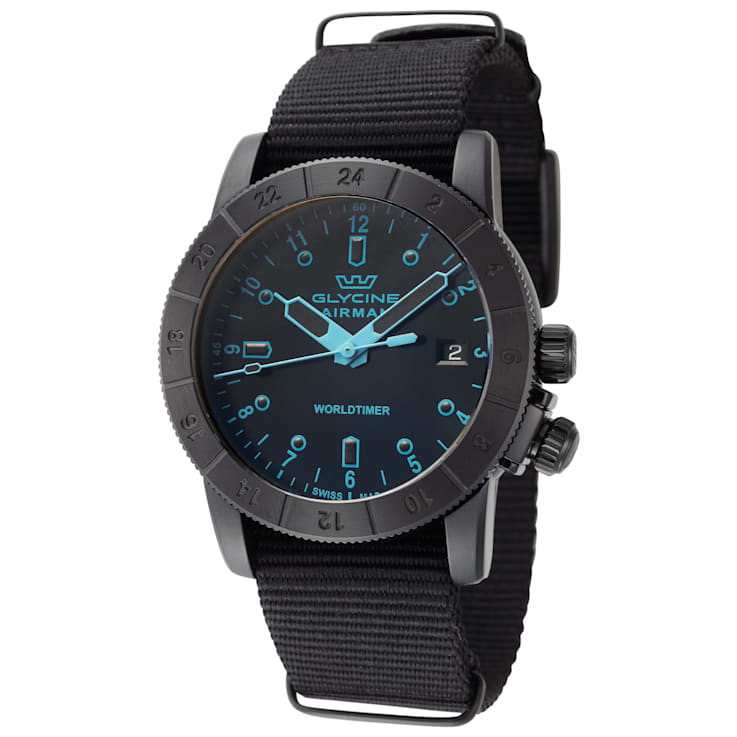 Black watch with blue hands sales