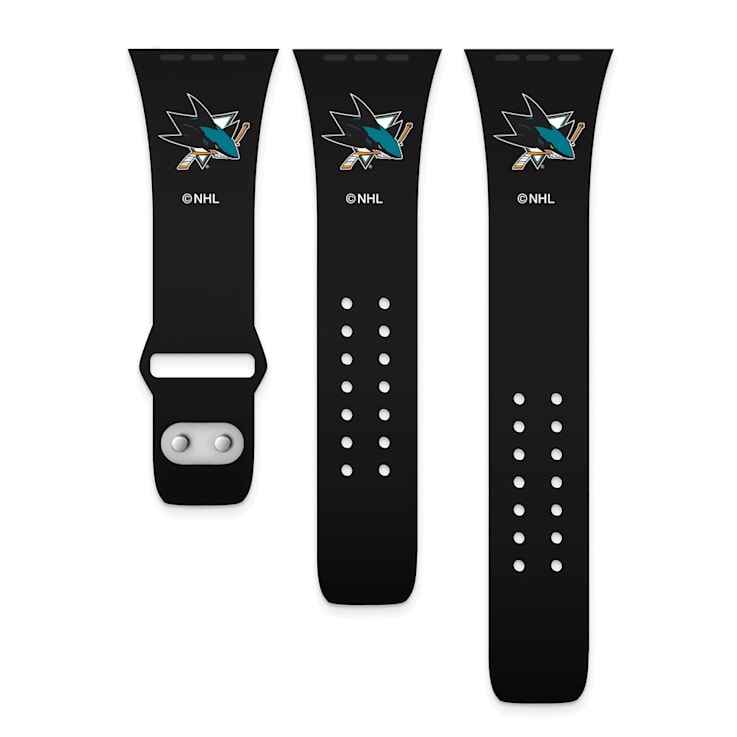 Gametime NHL San Jose Sharks Black Silicone Apple Watch Band (38/40mm
M/L). Watch not included.