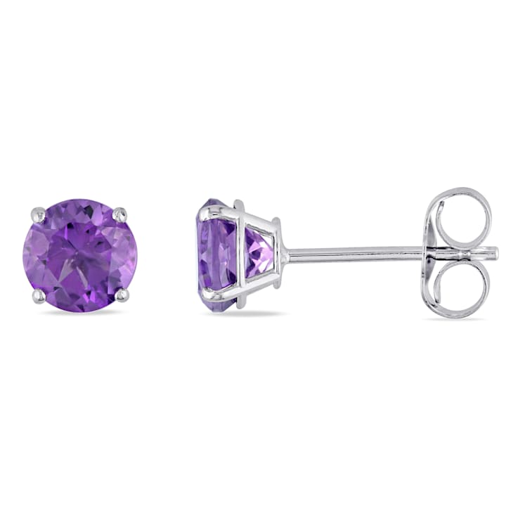 Amethyst 14K White Gold Earrings 0.80ctw