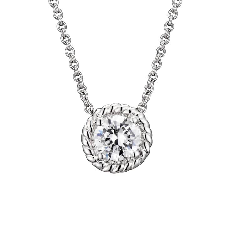 CZ Solitaire Pendant In Sterling Silver