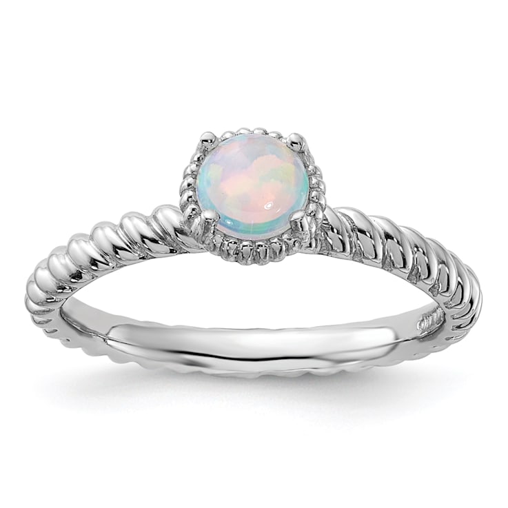 Sterling Silver Stackable Expressions Lab Created Opal Ring