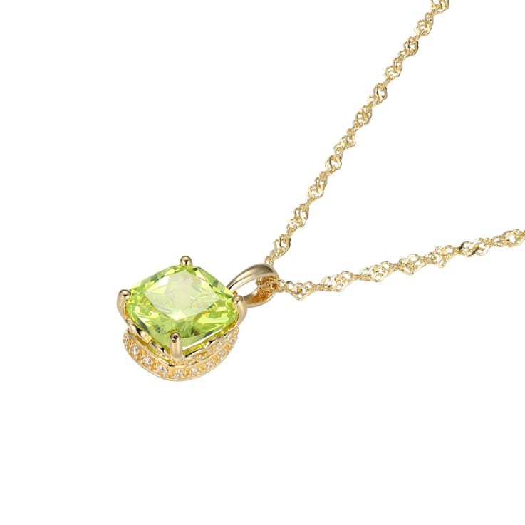 Green And White Cubic Zirconia 18k Yellow Gold Over Silver August
Birthstone Pendant 6.98ctw