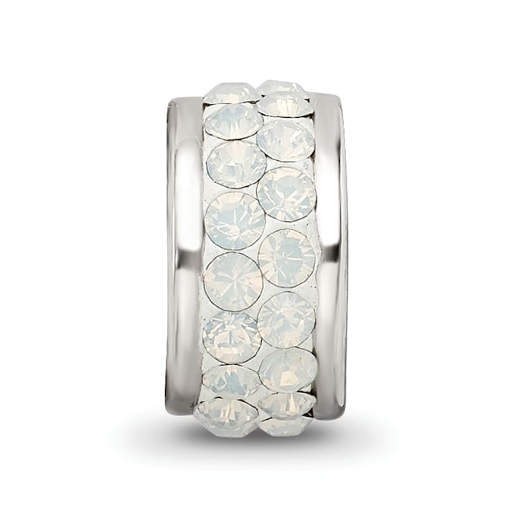 Sterling Silver Reflections Cream Double Row Preciosa Crystal Bead