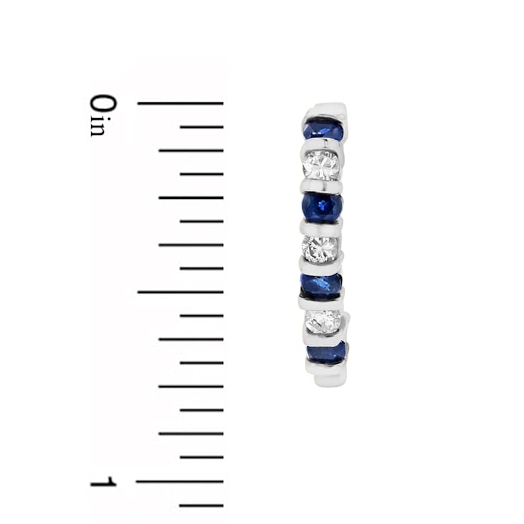 0.90ctw Sapphire and Diamond J Hoop Earrings in 14k White Gold