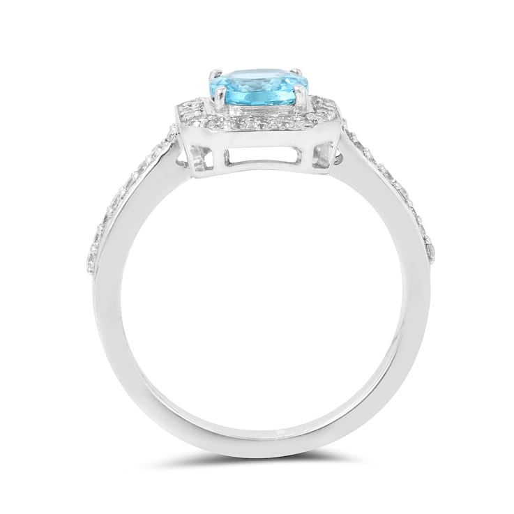 Lab Grown Diamond and Paraiba Blue Apatite Rhodium Over Sterling Silver
Cushion Cut Halo Ring