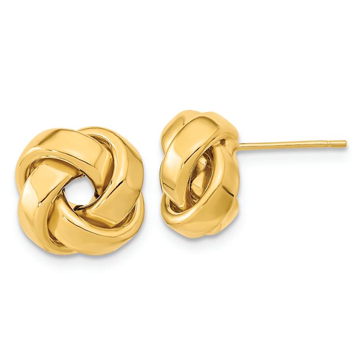 14k Yellow Gold Polished 12mm Love Knot Stud Earrings